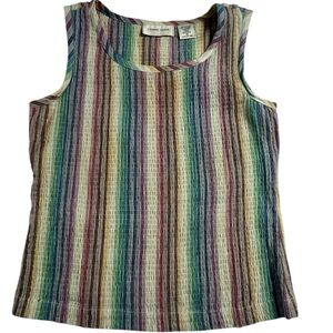Lemon‎ Grass Multicolor Striped Seersucker Tank Top